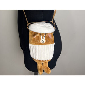 Tom & Jerry Cartoon Coffee Cup Plush Crossbody Bag